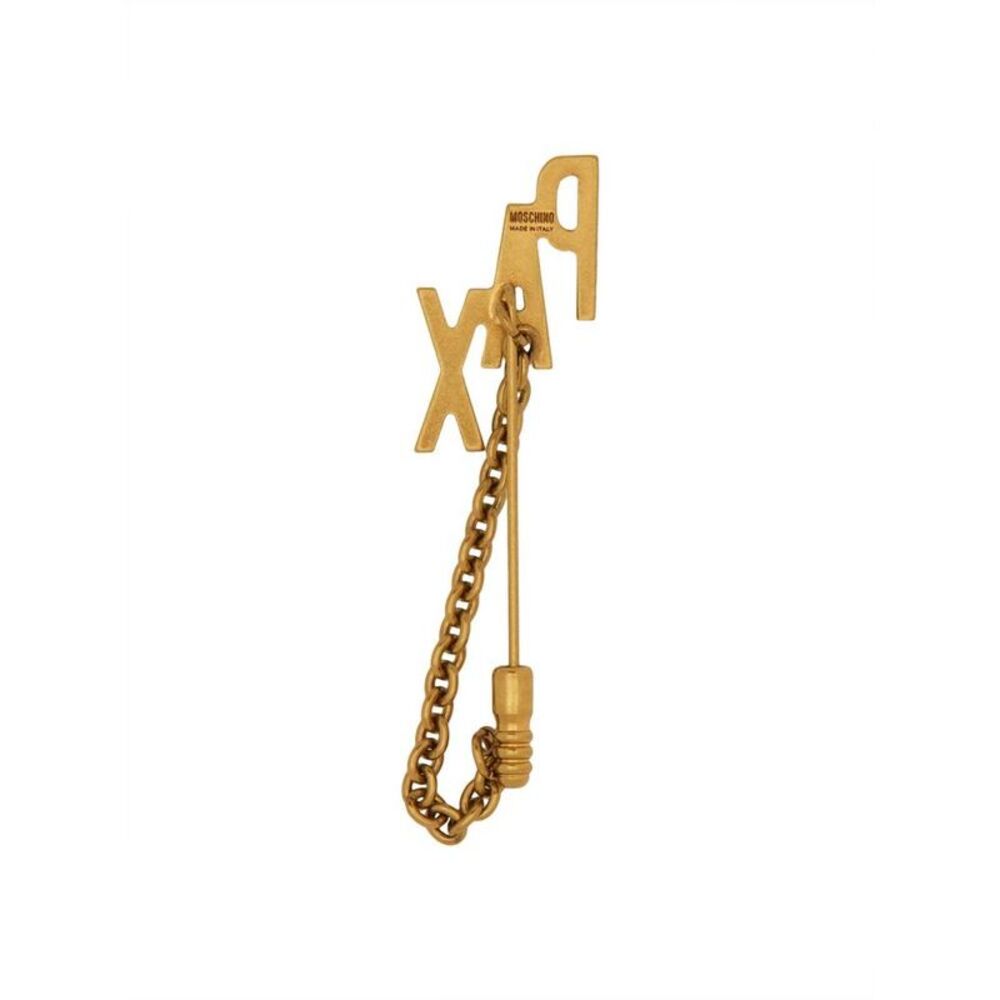 MOSCHINO COUTURE PAX Letter Brooch with Chain Detail Women GOLD Brooches